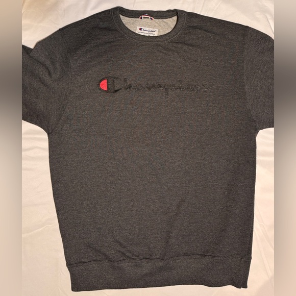 (M) CHAMPION DARK GRAY LONG SLEEVED SWEATSHIRT - Picture 2 of 9